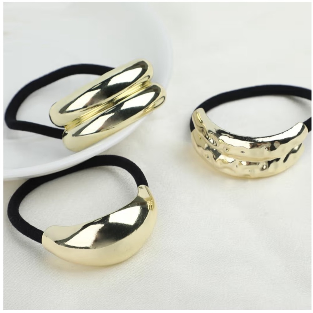 6 pcs Gold Metal Ponytail Cuff Hair Ties - Picture 7 of 7